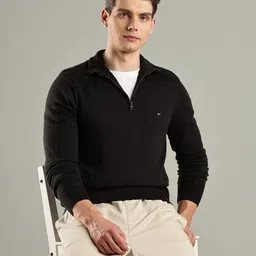 Tommy Hilfiger Men Solid Pullover Half Zipper Sweaters-image-48