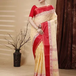 SLAGHA Woven Design Ethnic Motifs Pure Cotton Taant Saree-57