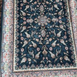 DREAM WEAVERZ White & Blue Printed Chenille Anti-Skid Long-Life Rectangular Floor Rug-42