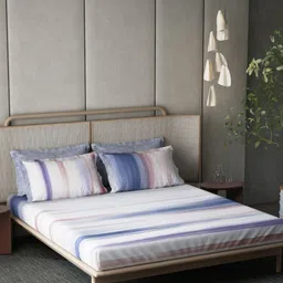 DDecor Unisex Purple & White 180 TC King Bedsheet with 4 Pillow Covers-10