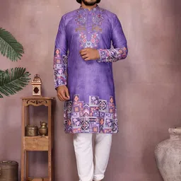 DVILLA Men Purple Cotton Kurtas-picture-4
