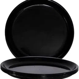 Unbreakable Glass Finish Plain Designed (Black 27'cm) Dinner Lunch Plates Black Dinner Plate-picture-22