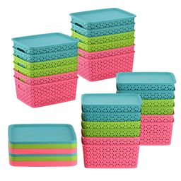 Kuber Industries Blue & Green 24 Pieces Tote Basket Organisers-image-23