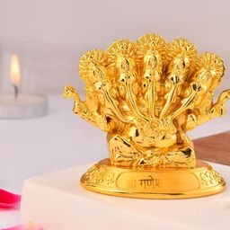 Ascension Gold-Toned Metal Panchmukhi Lord Ganesha For Car Deskboard Showpiece-image-11
