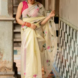 Subham Floral Beads and Stones Organza Saree-picture-25