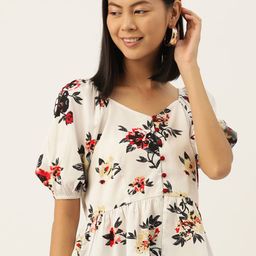 Moda Rapido Floral Printed Georgette Peplum Top-image-10