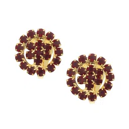 FirstBlush Gold Plated Cubic Zirconia Studded Floral Shaped Studs-22