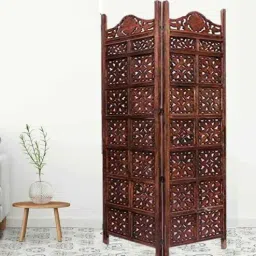 shilpi Brown 2 Panel Folding Wood & MDF Room Divider Seprator-picture-8