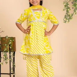 Girls Striped Kurta with Palazzos & Dupatta-picture-49