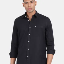 Blu MNKY Men Smart Slim Fit Solid Spread Collar Casual Shirt-image-35