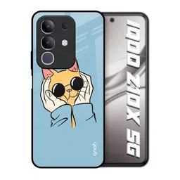 QRIOH Unisex IQOO Z10x 5G Quirky Adorable Cute Kitty Shockproof Glass Back Case-picture-30