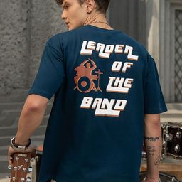 LOUIS STITCH Typography Printed Round Neck Cotton Drop-Shoulder Sleeves Oversized T-shirt-image-87