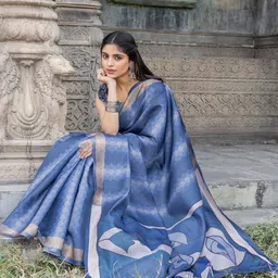 Mitera Silk Blend Block Print Saree image 2