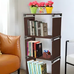 Decent Hut Brown Metal 4-Tier Open Book Shelf-12