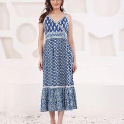 SAVI Floral Print Fit & Flare Midi Dress-image-127