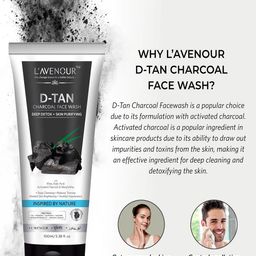 L'AVENOUR Set Of 2 D-Tan Charcoal Face Wash With Khas & Kojic Acid - 100 ml Each image 3