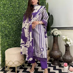 KALINI Floral Printed Kurta with Palazzos & Dupatta image 5