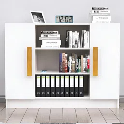 HEXA RED White Wooden BookShelf-image-51