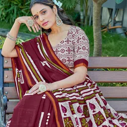 Pandadi Saree Zari Block Print Sarees image 2