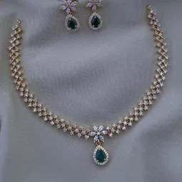 CAJ Gold-Plated Stone-Studded & Beaded Jewellery Set-11
