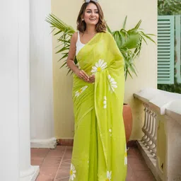 yourwish Floral Printed Pure Linen Saree-picture-22