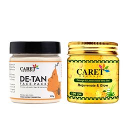 CARET ORGANIC Set Of 2 Aloevera Gel- 100g & De-Tan Face Pack-100g-47