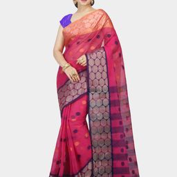 Crochetin Polka Dot Pure Cotton Ready to Wear Taant Saree-picture-58