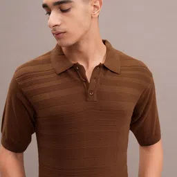 HIGHLANDER Men Self Design Polo Collar Cotton Relaxed Fit T-shirt-image-46