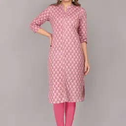 Mehsoos Floral Printed Mandarin Collar Cotton A-Line Kurta-image-52