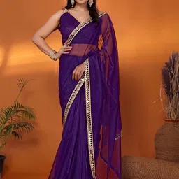 FABMORA Mirror Work Organza Saree-picture-44