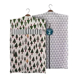 Aura Grey & Green 2 Pieces Cotton Hanging Clothes Packing Bags-12