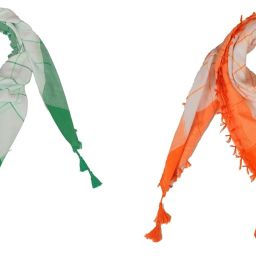 Embroidered Cotton Blend Men Orange, Green Fancy Scarf, Scarf, Bluetooth Scarf, Stole-picture-7