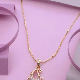 Ramdev Art Fashion Jwellery Gold-Plated Stone Studded Pendant With Chain-image-92