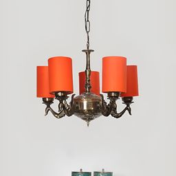 Devansh Orange & Gold-Toned Cylinderical Shaped Ceiling Lamp-50