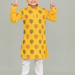 NFC CREATION Boys Floral Printed Regular Thread Work Kurta with Churidar-17