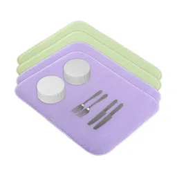 Aura 4-Pcs Purple & Green Floor Microfiber Crockery Dish Drying Kitchen Mats-image-71
