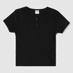max Girls Henley Neck Raw Edge T-shirt-image-64