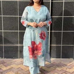 GoSriKi Women Floral Printed Regular Kurta with Trousers-picture-52