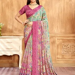 Panzora Floral Printed Saree With Blouse Piece-image-50