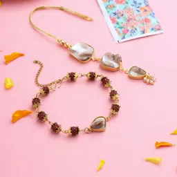 Anouk Stones Studded And Rudraksh Beaded Bhaiya Bhabhi Rakhis With Roli Chawal-23