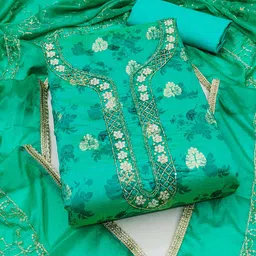 HERE&NOW Floral Printed Beads and Stones Unstitched Dress Material-image-95