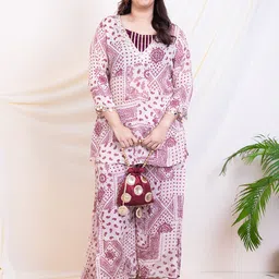 DEEBACO Printed Top & Tunic With Palazzo Co-Ords-image-2