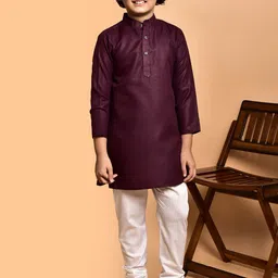 PRINTCULTR Boys Band Collar Cotton Straight Kurta-33