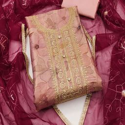ASISA Embroidered Organza Unstitched Dress Material-image-97