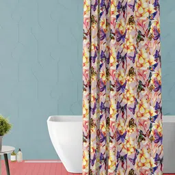 ArtzFolio Pink & Yellow Printed Waterproof Shower Curtain-1