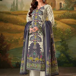 Stylee LIFESTYLE Floral Printed Pure Silk Unstitched Dress Material-image-96