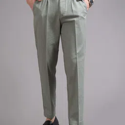 British Club Men Smart Slim Fit Low-Rise Formal Trousers-picture-21