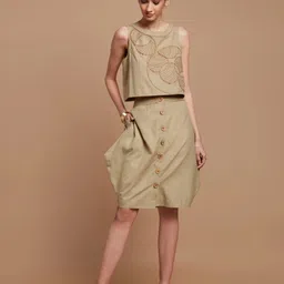 Chhaya Gandhi Design Studio Embroidered Crop Top & Skirt Co-Ord Set-image-30