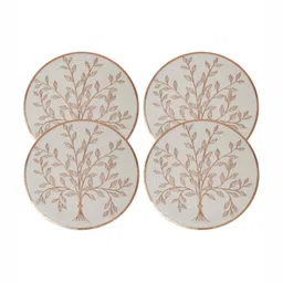 LooMantha Coper-Toned & White 4 Pieces Tropical Printed L-Pressing Round Table Placemats-6