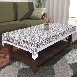 Aura Grey & White Floral Printed Cotton Anti-Skid 4-Seater Table Cover-picture-14